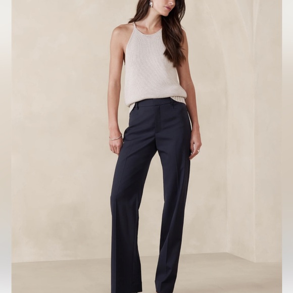 Banana Republic Pants - Tailored High-Waist Wide-Leg Pants - Black